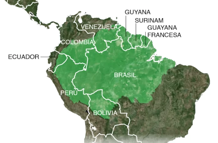 Brasil e sete países que compartilham a floresta amazônica