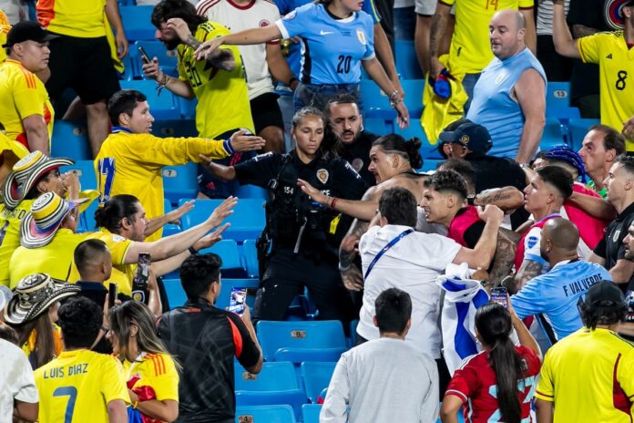 Confrontos no Jogo Uruguai vs. Colômbia