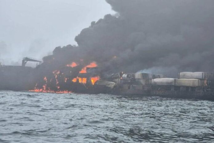 Colisão no Mar do Norte: explosão e resgate