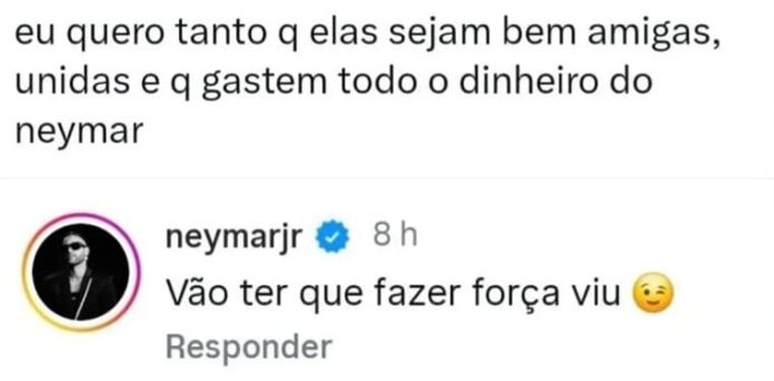 Neymar rebate comentário sobre fortuna